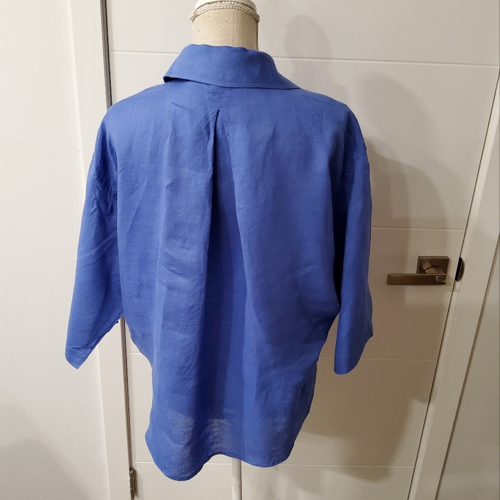 Magaschoni Linen Boxy Button Front Shirt Size XS - Picture 5 of 8